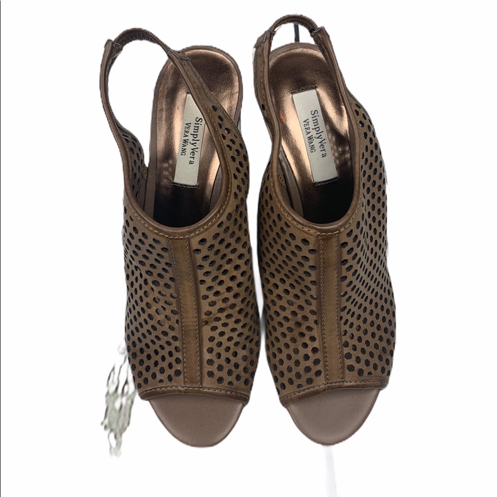Simply Vera Vera Wang Brown Peep Toe Slingback Shoes
